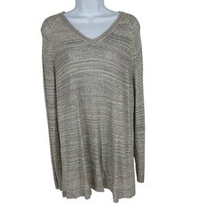 Soft Surroundings V-Neck Long Sleeve Knit Sweater With Lace-Up Back Detail Sz XL
